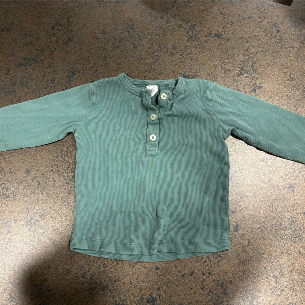 Kate Quinn Teal Henley Long Sleeve Kids Shirt